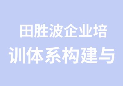 田胜波企业培训体系构建与培训管理实务