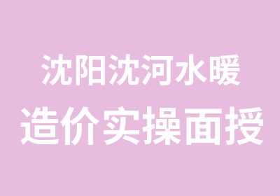 沈阳沈河水暖造价实操面授班