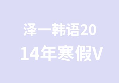 泽一韩语2014年寒假VIP初级下午班