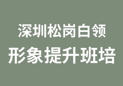 深圳松岗白领形象提升班培训课程