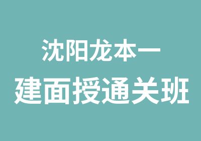 沈阳龙本一建面授通关班