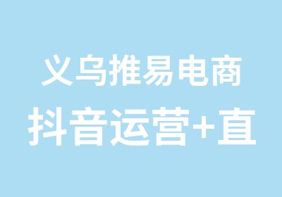 义乌推易电商抖音运营+直播带货培训系统化教学包教会