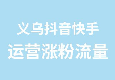 义乌抖音快手运营涨粉流量变现玩法培训