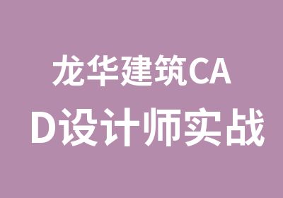 龙华建筑CAD设计师实战培训辅导