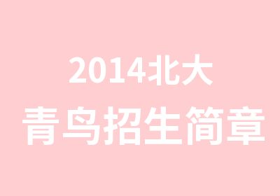 2014北大青鸟招生简章