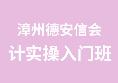 漳州德安信会计实操入门班