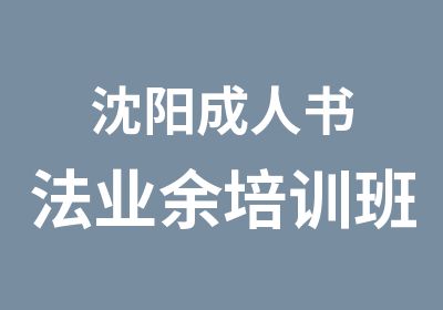 沈阳成人书法业余培训班