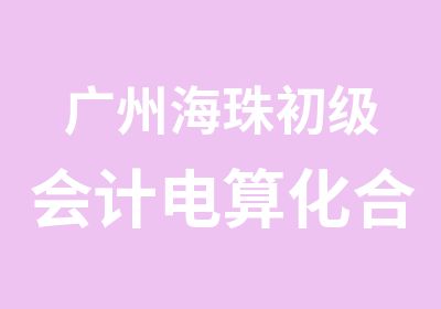 广州海珠初级会计电算化合格证考证辅导班