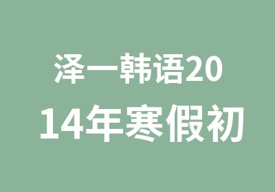 泽一韩语2014年寒假初级上午班