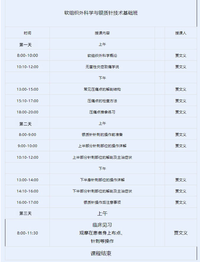 9月27杭州软组织外科学与银质针技术班