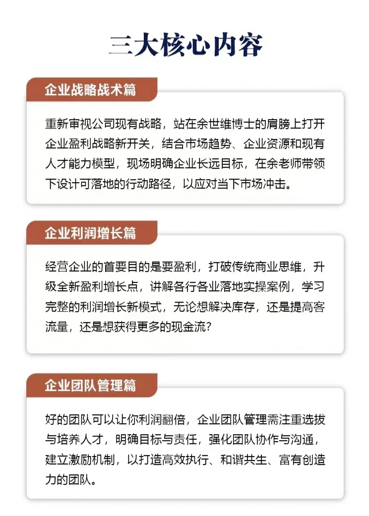 重庆余世维企业管理盈利班课程2024年7月12-14日开课