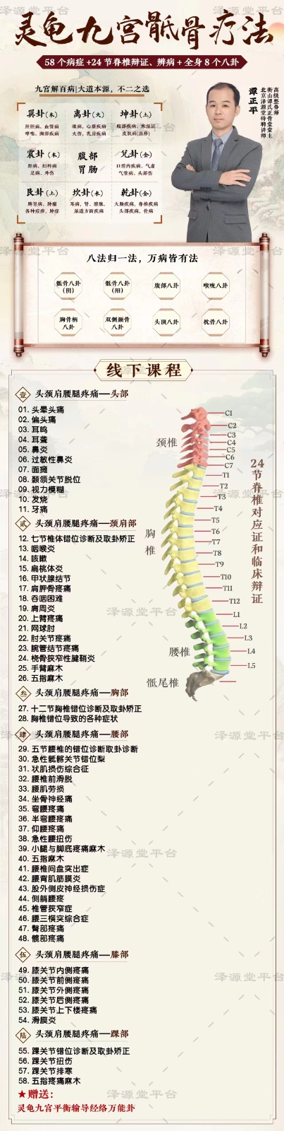 谭正平灵龟九宫骶骨疗法调理淋巴结囊肿