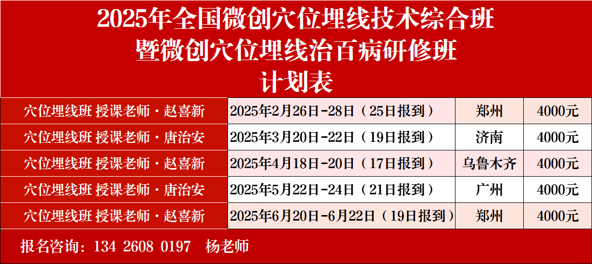 4月18新疆举办穴位埋线疗法赵喜新老师