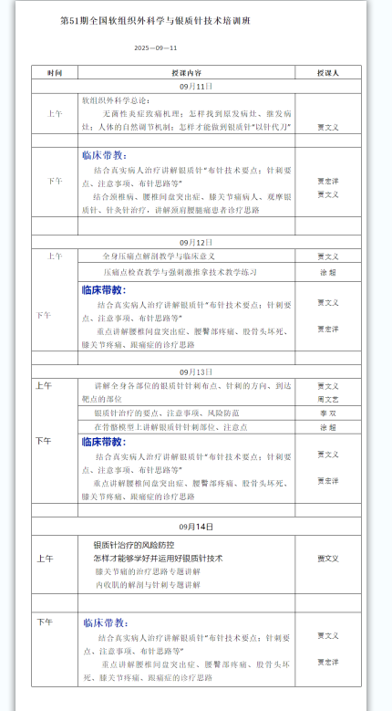 杭州軟組織銀質(zhì)針培訓(xùn)班