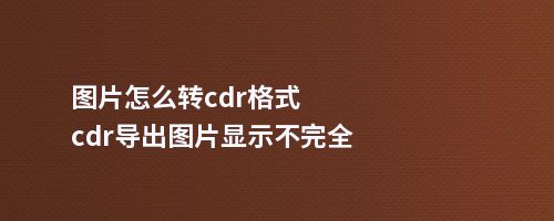 图片怎么转cdr格式cdr导出图片显示不完全