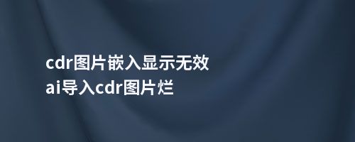cdr图片嵌入显示无效ai导入cdr图片烂