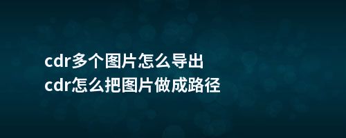 cdr多个图片怎么导出cdr怎么把图片做成路径