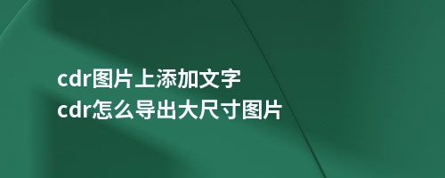 cdr图片上添加文字cdr怎么导出大尺寸图片