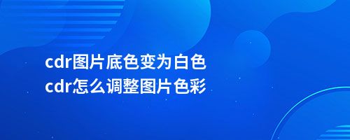 cdr图片底色变为白色cdr怎么调整图片色彩