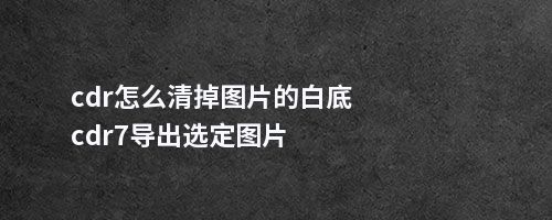 cdr怎么清掉图片的白底cdr7导出选定图片