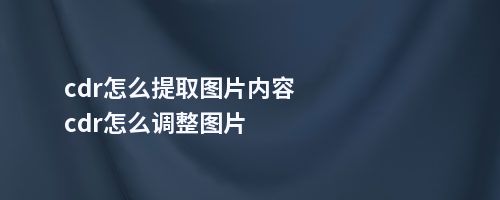 cdr怎么提取图片内容cdr怎么调整图片