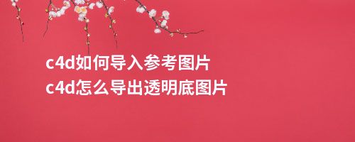 c4d如何导入参考图片c4d怎么导出透明底图片