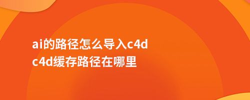 ai的路径怎么导入c4dc4d缓存路径在哪里