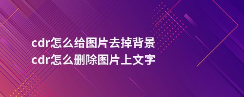 cdr怎么给图片去掉背景cdr怎么删除图片上文字