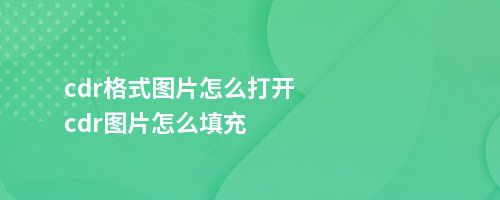 cdr格式图片怎么打开cdr图片怎么填充