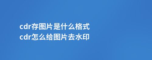 cdr存图片是什么格式cdr怎么给图片去水印