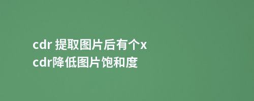 cdr 提取图片后有个xcdr降低图片饱和度