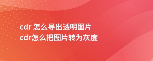 cdr 怎么导出透明图片cdr怎么把图片转为灰度