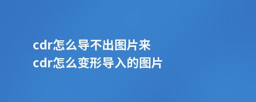 cdr怎么导不出图片来cdr怎么变形导入的图片