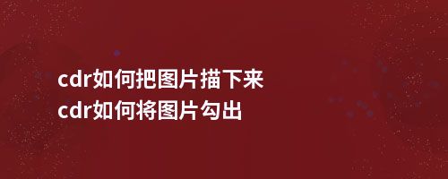 cdr如何把图片描下来cdr如何将图片勾出