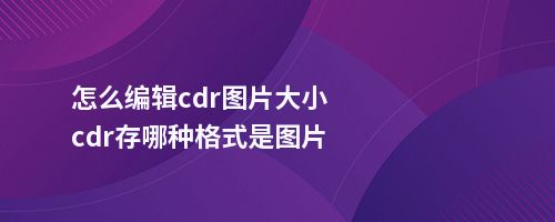 怎么编辑cdr图片大小cdr存哪种格式是图片