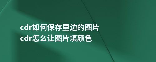 cdr如何保存里边的图片cdr怎么让图片填颜色