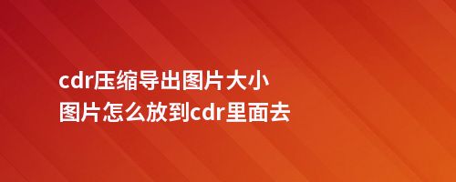 cdr压缩导出图片大小图片怎么放到cdr里面去