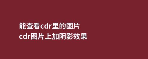 能查看cdr里的图片cdr图片上加阴影效果