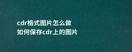 cdr格式图片怎么做如何保存cdr上的图片