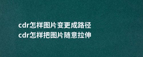 cdr怎样图片变更成路径cdr怎样把图片随意拉伸