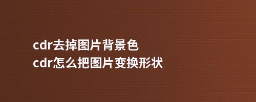 cdr去掉图片背景色cdr怎么把图片变换形状