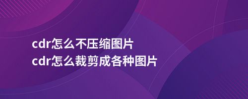 cdr怎么不压缩图片cdr怎么裁剪成各种图片