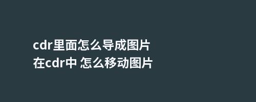 cdr里面怎么导成图片在cdr中 怎么移动图片