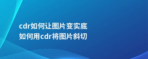 cdr如何让图片变实底如何用cdr将图片斜切