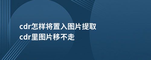 cdr怎样将置入图片提取cdr里图片移不走