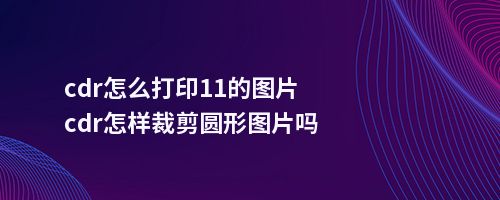 cdr怎么打印11的图片cdr怎样裁剪圆形图片吗