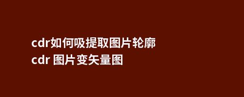 cdr如何吸提取图片轮廓cdr 图片变矢量图