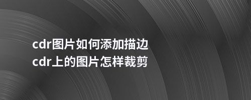 cdr图片如何添加描边cdr上的图片怎样裁剪