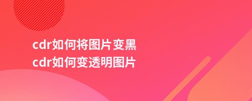 cdr如何将图片变黑cdr如何变透明图片