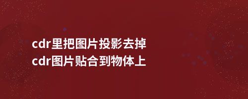 cdr里把图片投影去掉cdr图片贴合到物体上